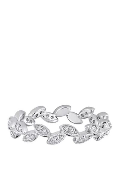 1/4 ct. t.w. Diamond Leaf Ring 10k White Gold