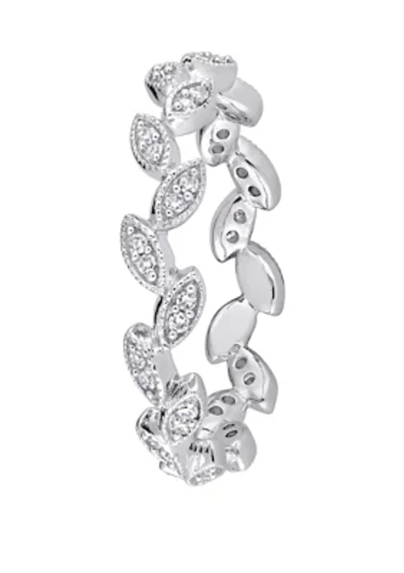 1/4 ct. t.w. Diamond Leaf Ring 10k White Gold