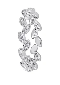 1/4 ct. t.w. Diamond Leaf Ring 10k White Gold