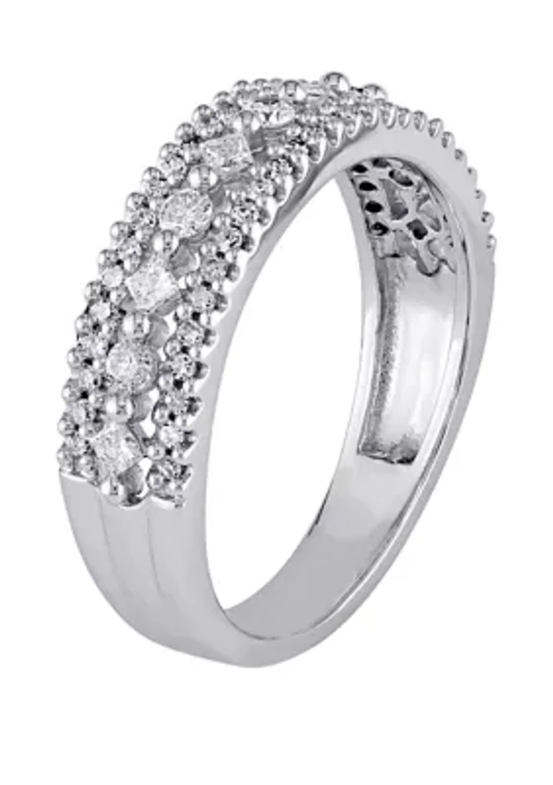 1/2 ct. t.w. Princess and Round Diamond Anniversary Band 10k White Gold