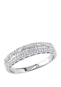 1/3 ct. t.w. Baguette and Round Diamond Anniversary Band 10k White Gold