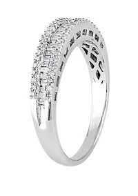 1/3 ct. t.w. Baguette and Round Diamond Anniversary Band 10k White Gold