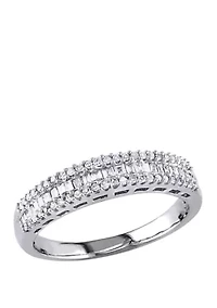 1/3 ct. t.w. Baguette and Round Diamond Anniversary Band 14K White Gold