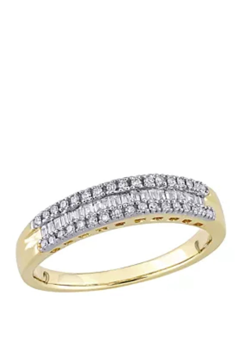 1/4 ct. t.w. Baguette and Round Diamond Anniversary Band 14k Yellow Gold