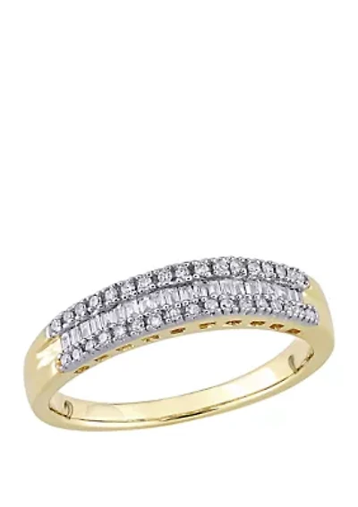 1/4 ct. t.w. Baguette and Round Diamond Anniversary Band 14k Yellow Gold