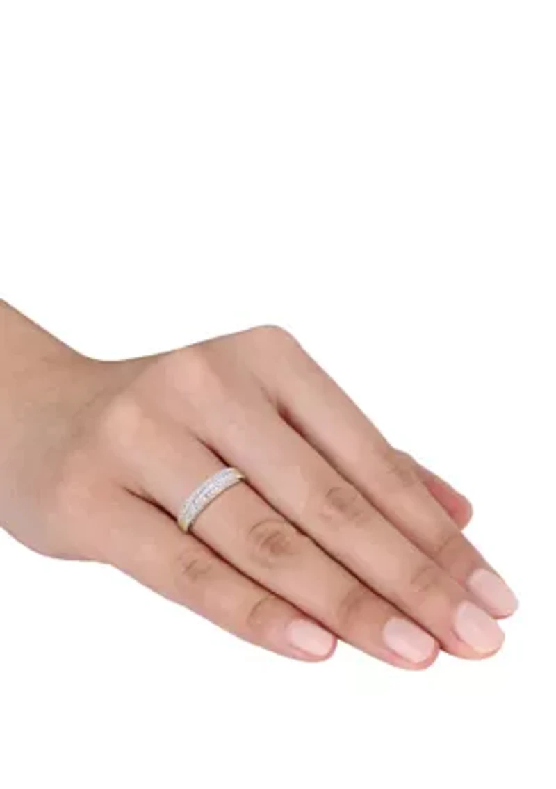 1/4 ct. t.w. Baguette and Round Diamond Anniversary Band 14k Yellow Gold
