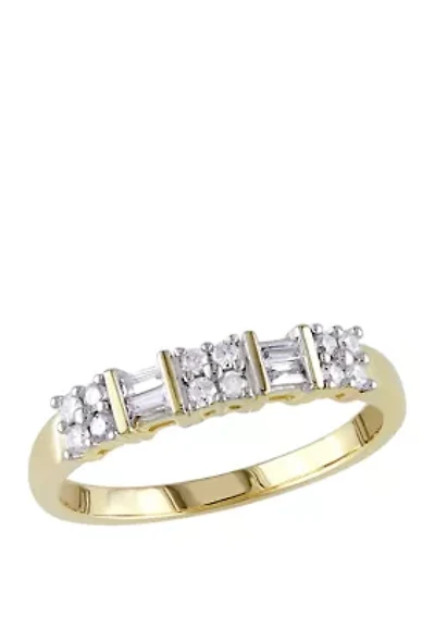 1/4 ct. t.w. Baguette and Round Diamond Anniversary Band 10k Yellow Gold