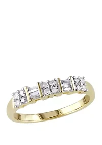 1/4 ct. t.w. Baguette and Round Diamond Anniversary Band 10k Yellow Gold
