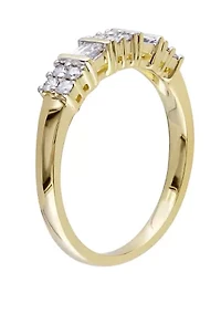 1/4 ct. t.w. Baguette and Round Diamond Anniversary Band 10k Yellow Gold