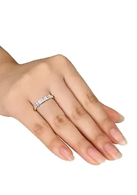 1/4 ct. t.w. Baguette and Round Diamond Anniversary Band 10k Yellow Gold