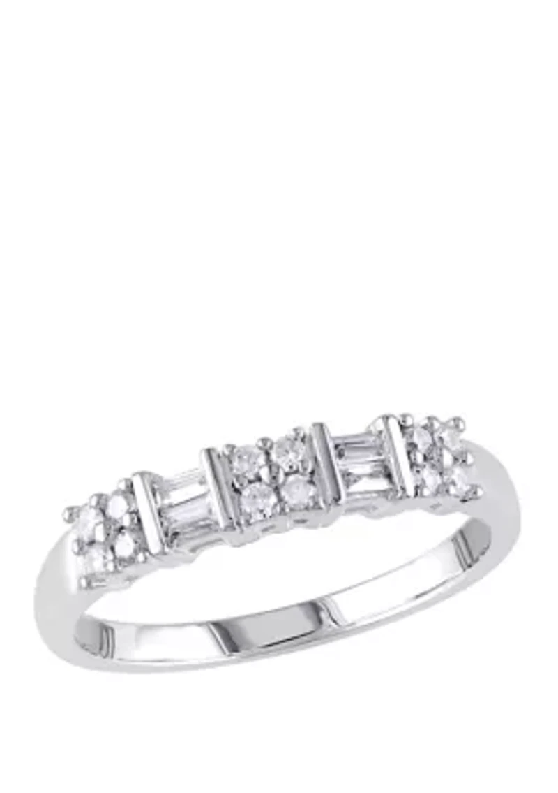 1/4 ct. t.w. Baguette and Round Diamond Anniversary Band 10k Gold