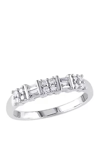 1/4 ct. t.w. Baguette and Round Diamond Anniversary Band 10k Gold
