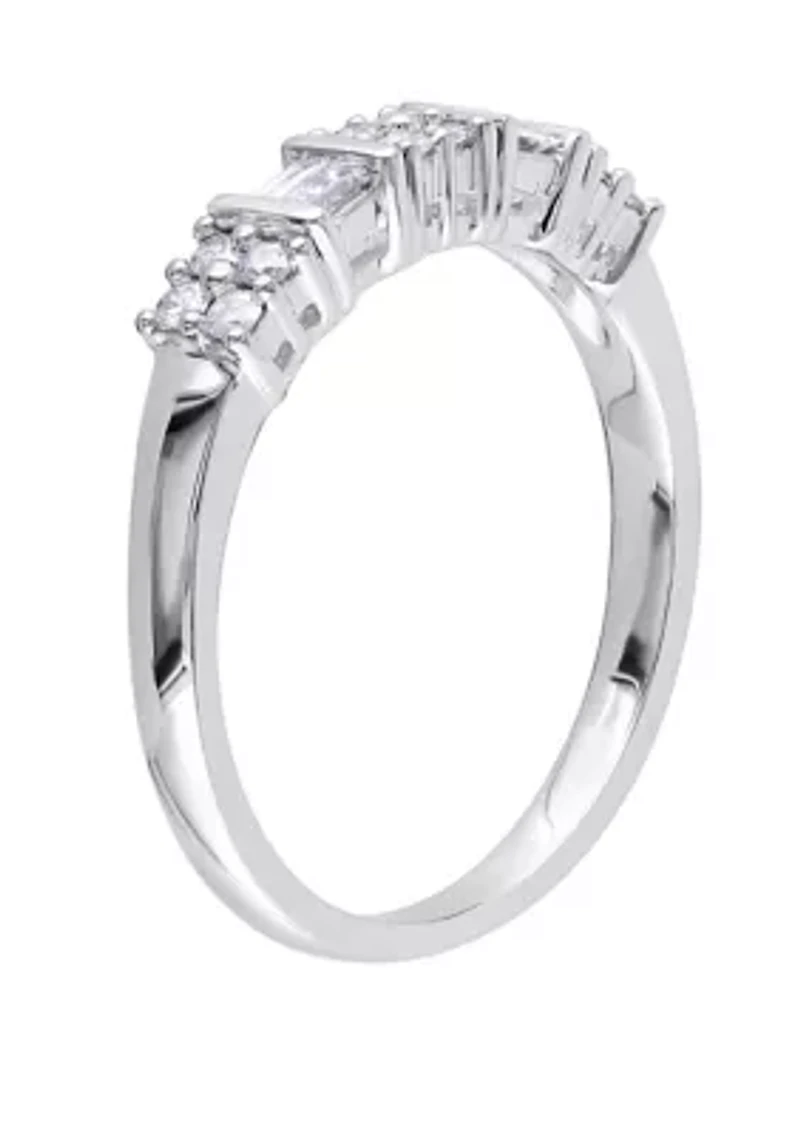 1/4 ct. t.w. Baguette and Round Diamond Anniversary Band 10k Gold