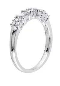 1/4 ct. t.w. Baguette and Round Diamond Anniversary Band 10k Gold