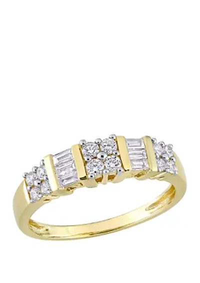 Baguette and Round 1/2 ct. t.w. Diamond Anniversary Band 14K Yellow Gold