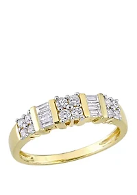 Baguette and Round 1/2 ct. t.w. Diamond Anniversary Band 14K Yellow Gold
