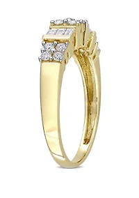 Baguette and Round 1/2 ct. t.w. Diamond Anniversary Band 14K Yellow Gold