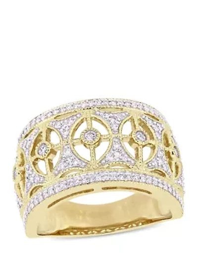 Diamond Filigree Vintage Ring 10K Yellow Gold