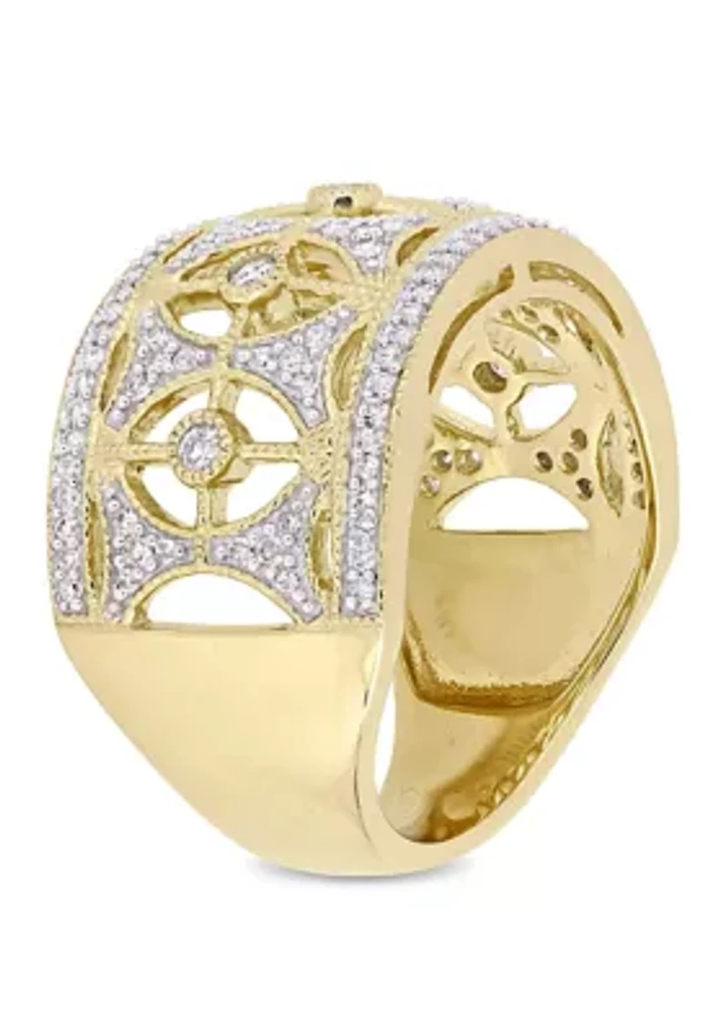 Diamond Filigree Vintage Ring 10K Yellow Gold