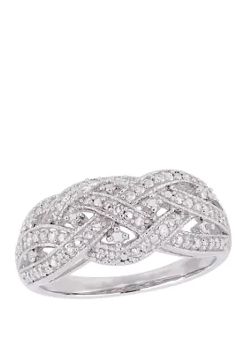 Diamond Entwined Ring Sterling Silver