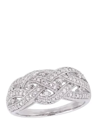 Diamond Entwined Ring Sterling Silver