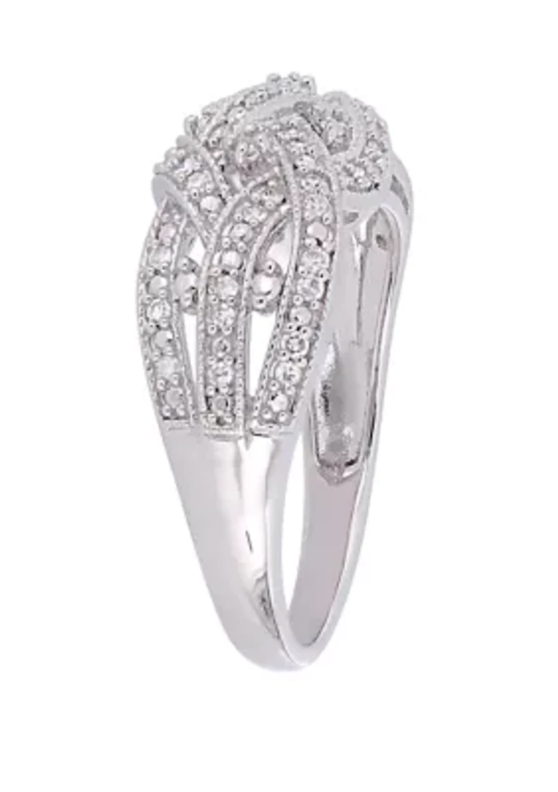 Diamond Entwined Ring Sterling Silver