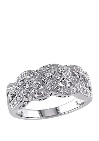 Diamond Braided Ring Sterling Silver