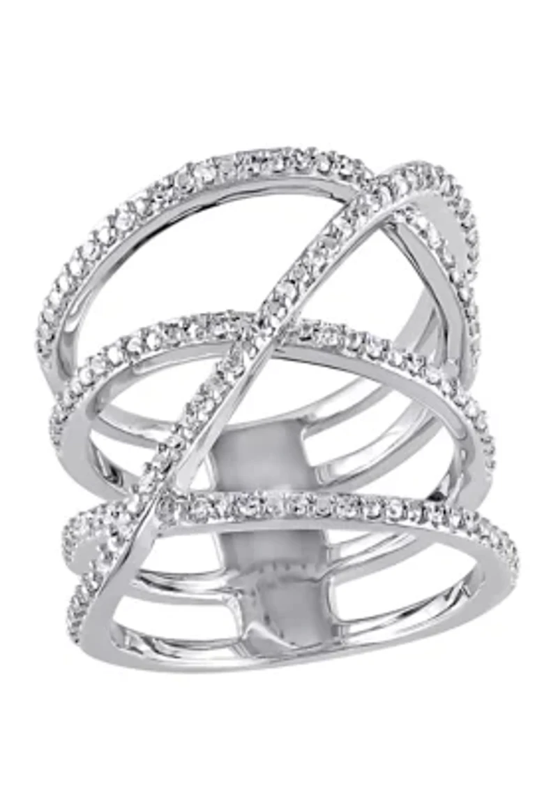 Diamond Crossover Ring Sterling Silver