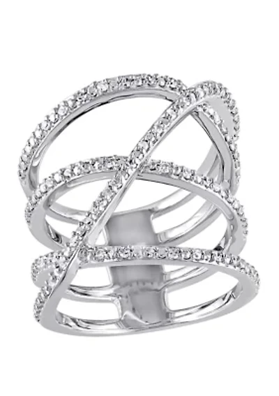 Diamond Crossover Ring Sterling Silver