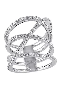 Diamond Crossover Ring Sterling Silver