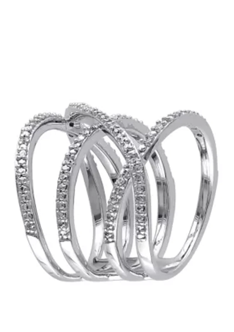 Diamond Crossover Ring Sterling Silver