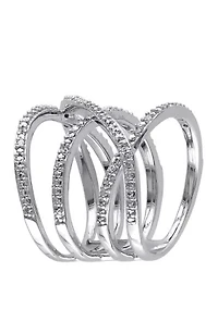 Diamond Crossover Ring Sterling Silver