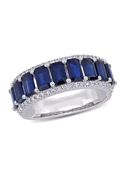 Sapphire and Diamond Semi Eternity Ring