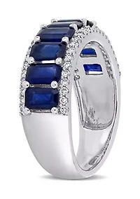 Sapphire and Diamond Semi Eternity Ring