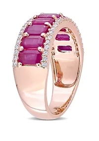 Ruby and Diamond Semi Eternity Ring