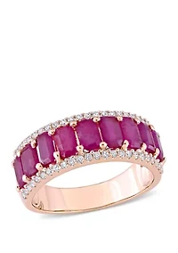 Ruby and Diamond Semi Eternity Ring