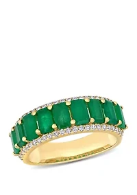 Emerald and Diamond Semi Eternity Ring