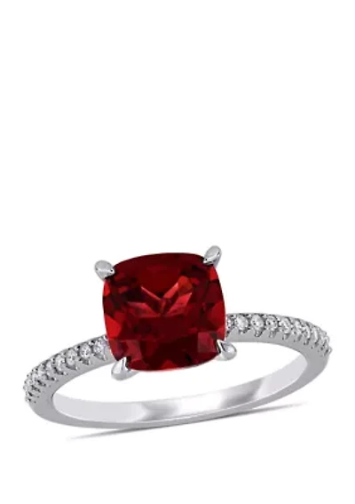 Garnet and Diamond Engagement Ring