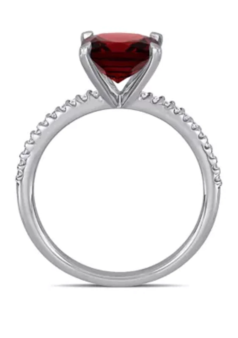 Garnet and Diamond Engagement Ring