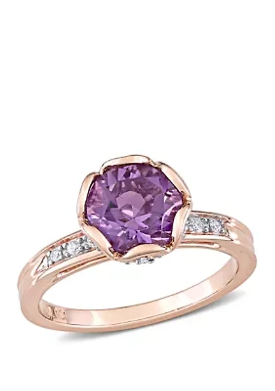 Amethyst and Diamond Floral Ring