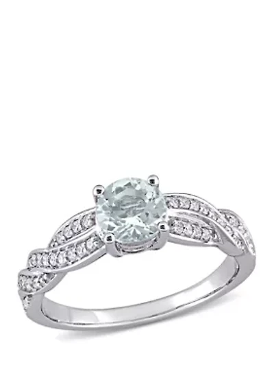3/4 ct. t.w. Aquamarine and 1/4 Diamond Infinity Ring
