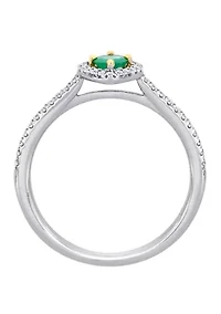 Emerald and Diamond Halo Ring