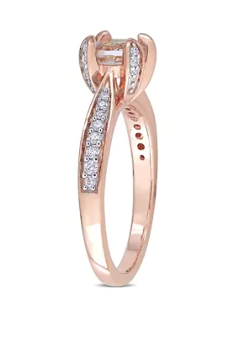 3/4 ct. t.w. Morganite and 1/5 Diamond Engagement Ring 14K Rose Gold