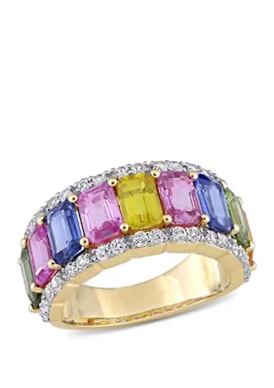 6.85 ct. t.w. Multi Color Sapphire Eternity Ring 14K Yellow Gold