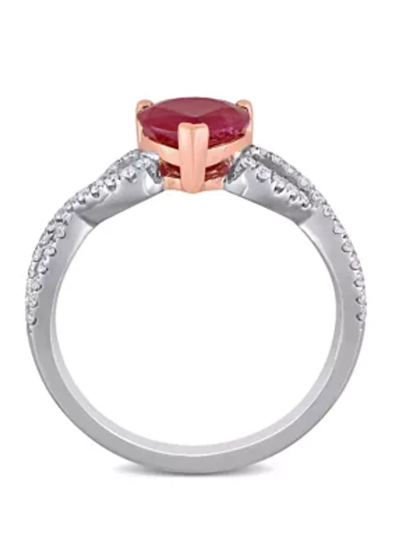 1.75 ct. t.w. Ruby and 1/4 Diamond Heart Infinity Ring 14K White Rose Gold