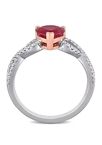 1.75 ct. t.w. Ruby and 1/4 Diamond Heart Infinity Ring 14K White Rose Gold