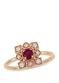 1/3 ct. t.w. Ruby and 1/5 Diamond Artisanal Ring 10k Rose Gold