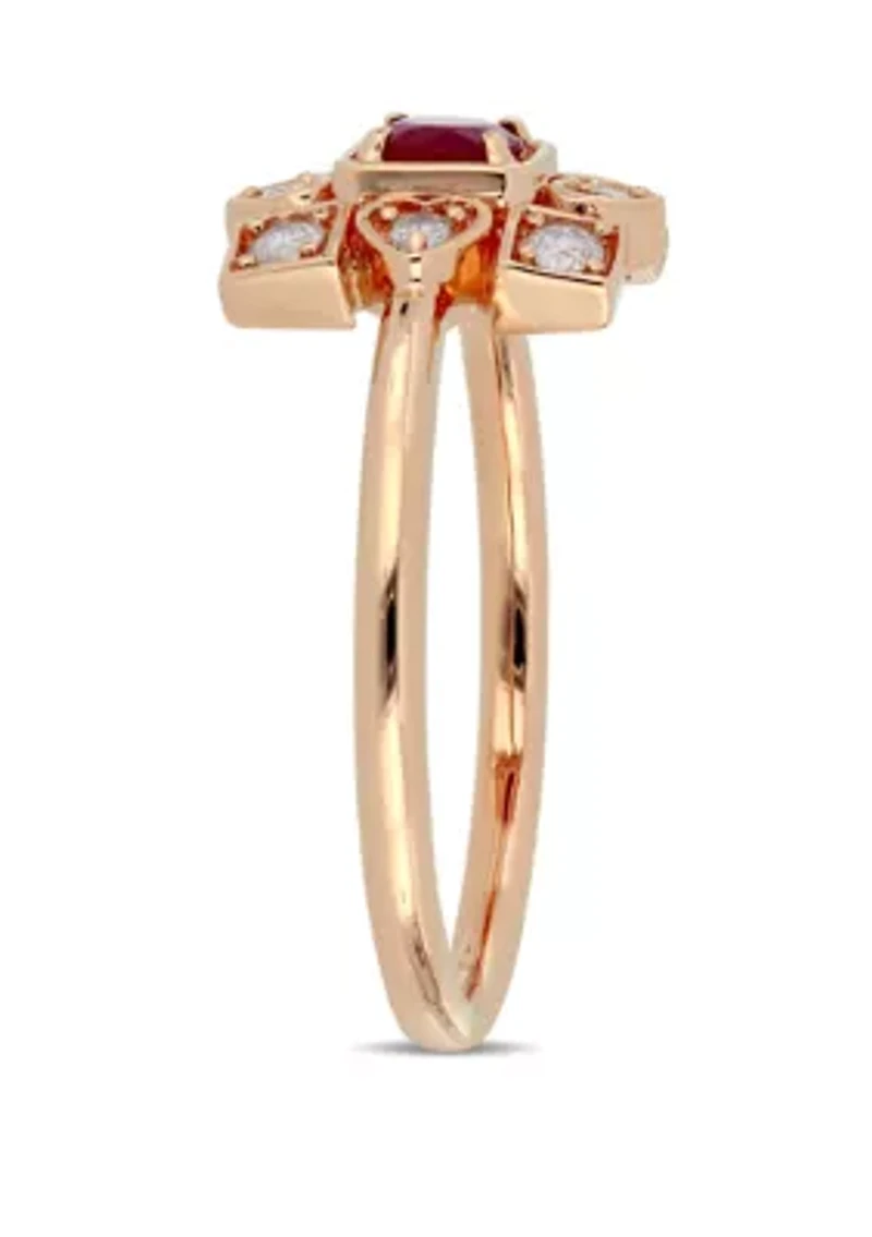 1/3 ct. t.w. Ruby and 1/5 Diamond Artisanal Ring 10k Rose Gold
