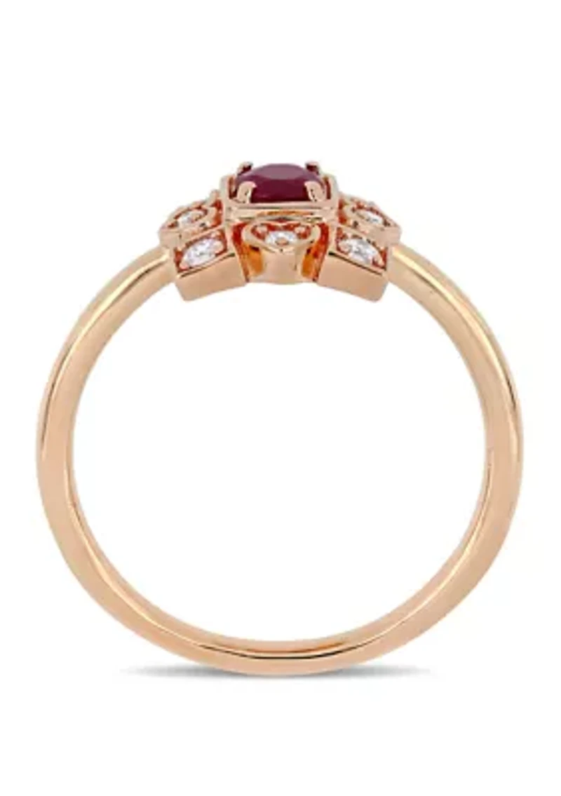 1/3 ct. t.w. Ruby and 1/5 Diamond Artisanal Ring 10k Rose Gold