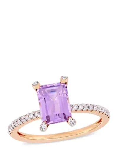 1.63 ct. t.w. Pink Amethyst and 1/10 Diamond Ring 10k Rose Gold
